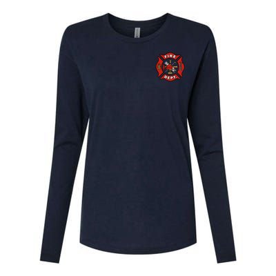 9/11 Fire Department Pocket Logo FDNY 20TH Anniversary Back & Front Womens Cotton Relaxed Long Sleeve T-Shirt