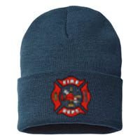 9/11 Fire Department Pocket Logo FDNY 20TH Anniversary Back & Front Sustainable Knit Beanie