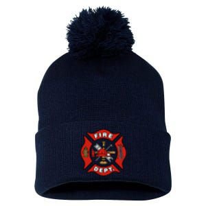 9/11 Fire Department Pocket Logo FDNY 20TH Anniversary Back & Front Pom Pom 12in Knit Beanie