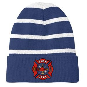 9/11 Fire Department Pocket Logo FDNY 20TH Anniversary Back & Front Striped Beanie with Solid Band