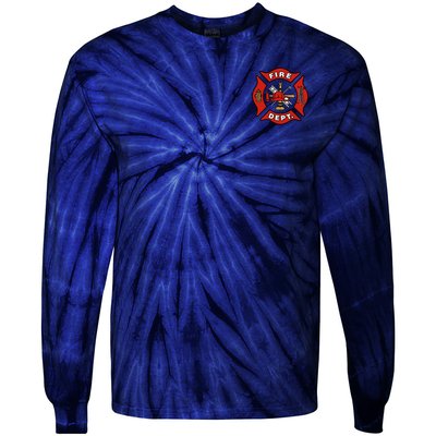 9/11 Fire Department Pocket Logo FDNY 20TH Anniversary Back & Front Tie-Dye Long Sleeve Shirt