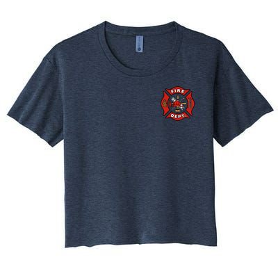 9/11 Fire Department Pocket Logo FDNY 20TH Anniversary Back & Front Women's Crop Top Tee