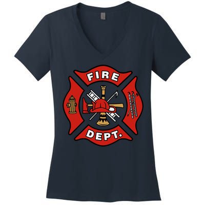 9/11 Fire Department Pocket Logo FDNY 20TH Anniversary Back & Front Women's V-Neck T-Shirt