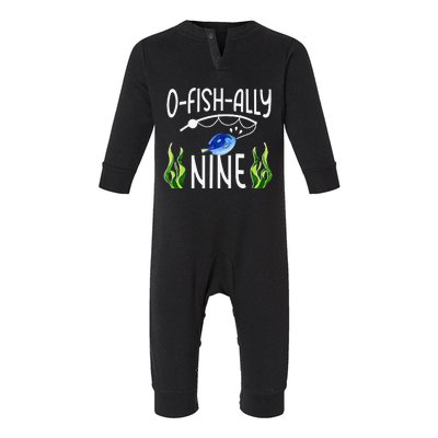 9th Fish Themed Birthday Funny Pun Infant Fleece One Piece