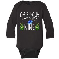 9th Fish Themed Birthday Funny Pun Baby Long Sleeve Bodysuit