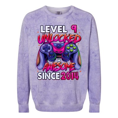 9th Gaming Birthday gift Level 9 Unlocked Awesome Video Game 2014 Birthday Colorblast Crewneck Sweatshirt