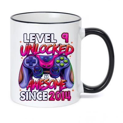 9th Gaming Birthday gift Level 9 Unlocked Awesome Video Game 2014 Birthday 11oz Black Color Changing Mug