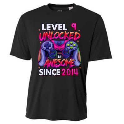 9th Gaming Birthday gift Level 9 Unlocked Awesome Video Game 2014 Birthday Cooling Performance Crew T-Shirt