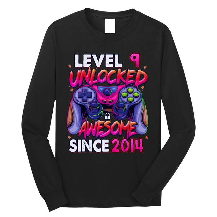 9th Gaming Birthday gift Level 9 Unlocked Awesome Video Game 2014 Birthday Long Sleeve Shirt