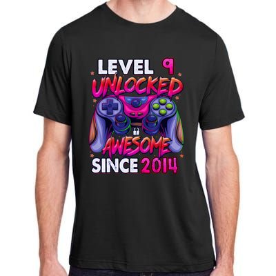 9th Gaming Birthday gift Level 9 Unlocked Awesome Video Game 2014 Birthday Adult ChromaSoft Performance T-Shirt