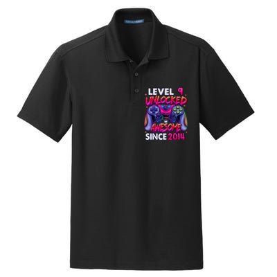 9th Gaming Birthday gift Level 9 Unlocked Awesome Video Game 2014 Birthday Dry Zone Grid Polo