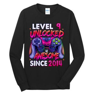 9th Gaming Birthday gift Level 9 Unlocked Awesome Video Game 2014 Birthday Tall Long Sleeve T-Shirt