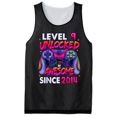 9th Gaming Birthday gift Level 9 Unlocked Awesome Video Game 2014 Birthday Mesh Reversible Basketball Jersey Tank