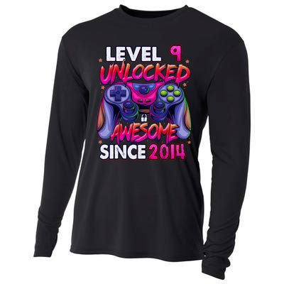 9th Gaming Birthday gift Level 9 Unlocked Awesome Video Game 2014 Birthday Cooling Performance Long Sleeve Crew