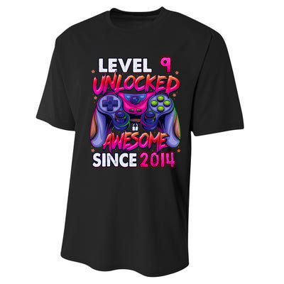 9th Gaming Birthday gift Level 9 Unlocked Awesome Video Game 2014 Birthday Performance Sprint T-Shirt