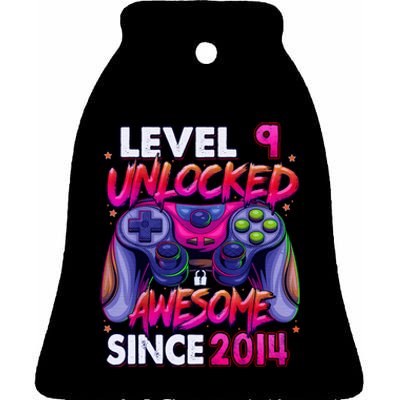 9th Gaming Birthday gift Level 9 Unlocked Awesome Video Game 2014 Birthday Ceramic Bell Ornament