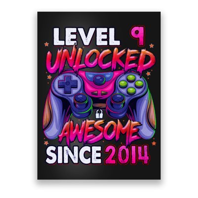 9th Gaming Birthday gift Level 9 Unlocked Awesome Video Game 2014 Birthday Poster