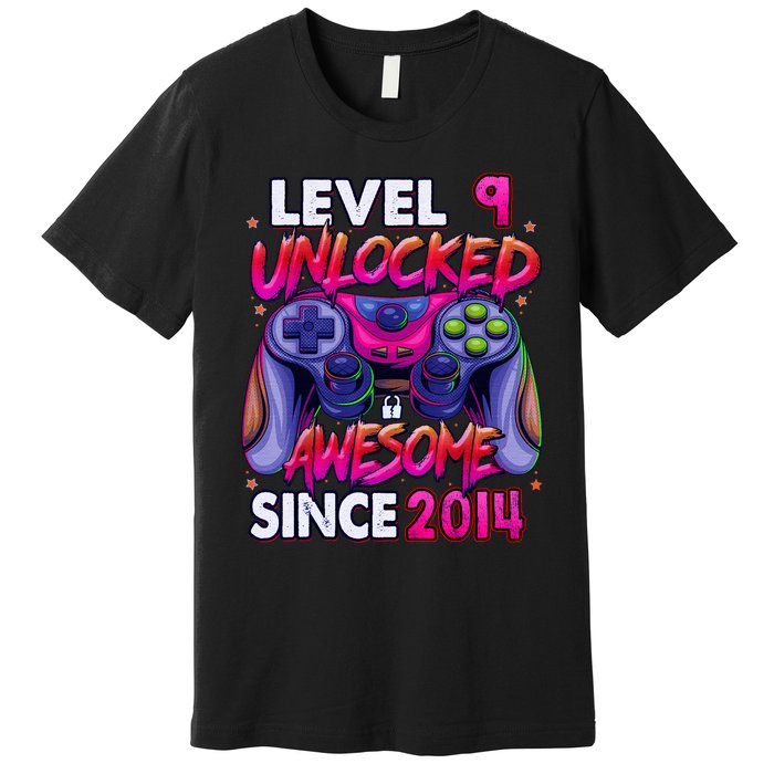 9th Gaming Birthday gift Level 9 Unlocked Awesome Video Game 2014 Birthday Premium T-Shirt