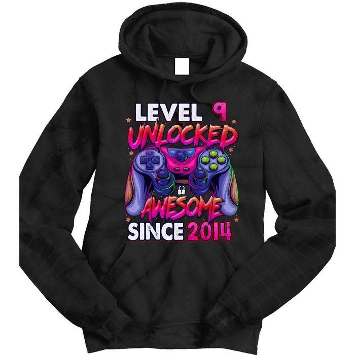 9th Gaming Birthday gift Level 9 Unlocked Awesome Video Game 2014 Birthday Tie Dye Hoodie