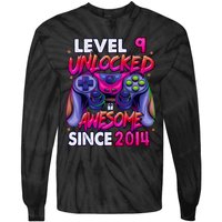 9th Gaming Birthday gift Level 9 Unlocked Awesome Video Game 2014 Birthday Tie-Dye Long Sleeve Shirt