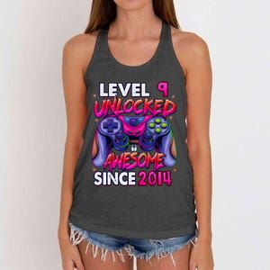 9th Gaming Birthday gift Level 9 Unlocked Awesome Video Game 2014 Birthday Women's Knotted Racerback Tank