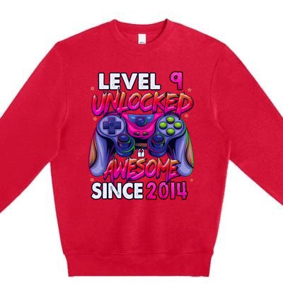 9th Gaming Birthday gift Level 9 Unlocked Awesome Video Game 2014 Birthday Premium Crewneck Sweatshirt