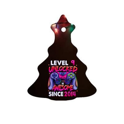 9th Gaming Birthday gift Level 9 Unlocked Awesome Video Game 2014 Birthday Ceramic Tree Ornament