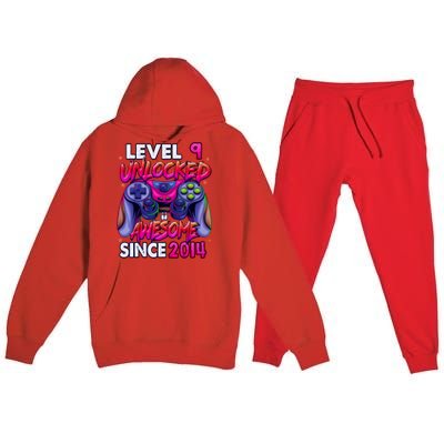 9th Gaming Birthday gift Level 9 Unlocked Awesome Video Game 2014 Birthday Premium Hooded Sweatsuit Set