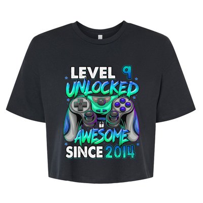 9th Gaming Birthday gift Level 9 Unlocked Awesome Video Game 2014 Birthday Bella+Canvas Jersey Crop Tee