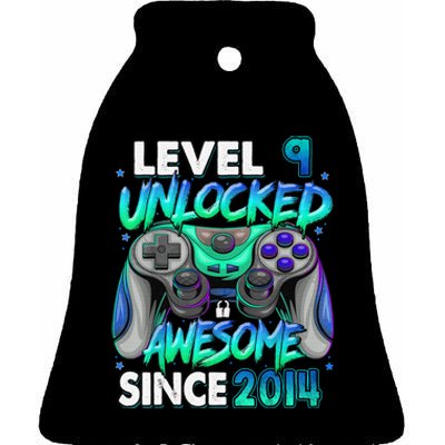 9th Gaming Birthday gift Level 9 Unlocked Awesome Video Game 2014 Birthday Ceramic Bell Ornament