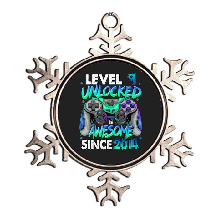 9th Gaming Birthday gift Level 9 Unlocked Awesome Video Game 2014 Birthday Metallic Star Ornament