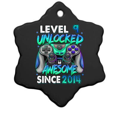 9th Gaming Birthday gift Level 9 Unlocked Awesome Video Game 2014 Birthday Ceramic Star Ornament