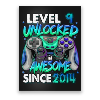 9th Gaming Birthday gift Level 9 Unlocked Awesome Video Game 2014 Birthday Poster