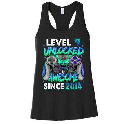 9th Gaming Birthday gift Level 9 Unlocked Awesome Video Game 2014 Birthday Women's Racerback Tank