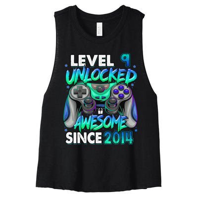 9th Gaming Birthday gift Level 9 Unlocked Awesome Video Game 2014 Birthday Women's Racerback Cropped Tank