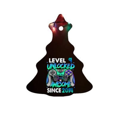 9th Gaming Birthday gift Level 9 Unlocked Awesome Video Game 2014 Birthday Ceramic Tree Ornament