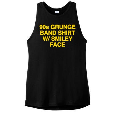 90s Grunge Band W Smiley Face Ladies PosiCharge Tri-Blend Wicking Tank