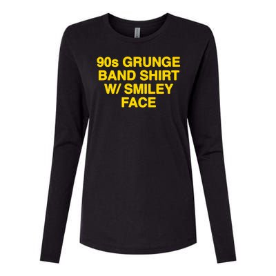 90s Grunge Band W Smiley Face Womens Cotton Relaxed Long Sleeve T-Shirt