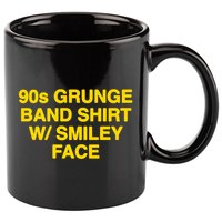 90s Grunge Band W Smiley Face 11oz C Handle Ceramic Mug