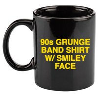 90s Grunge Band W Smiley Face 11oz C Handle Ceramic Mug