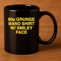 90s Grunge Band W Smiley Face 11oz C Handle Ceramic Mug