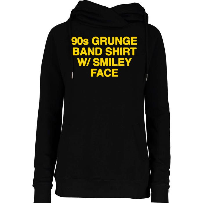 90s Grunge Band W Smiley Face Womens Funnel Neck Pullover Hood