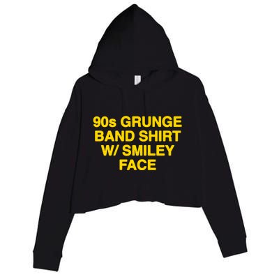 90s Grunge Band W Smiley Face Crop Fleece Hoodie