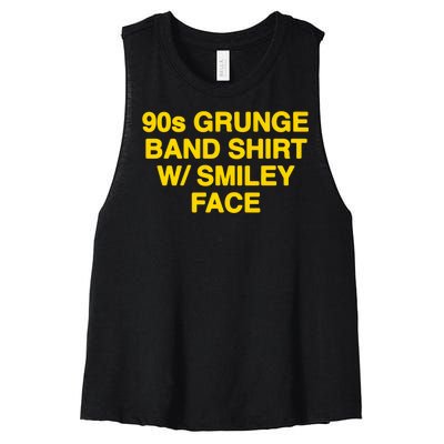 90s Grunge Band W Smiley Face Women's Racerback Cropped Tank