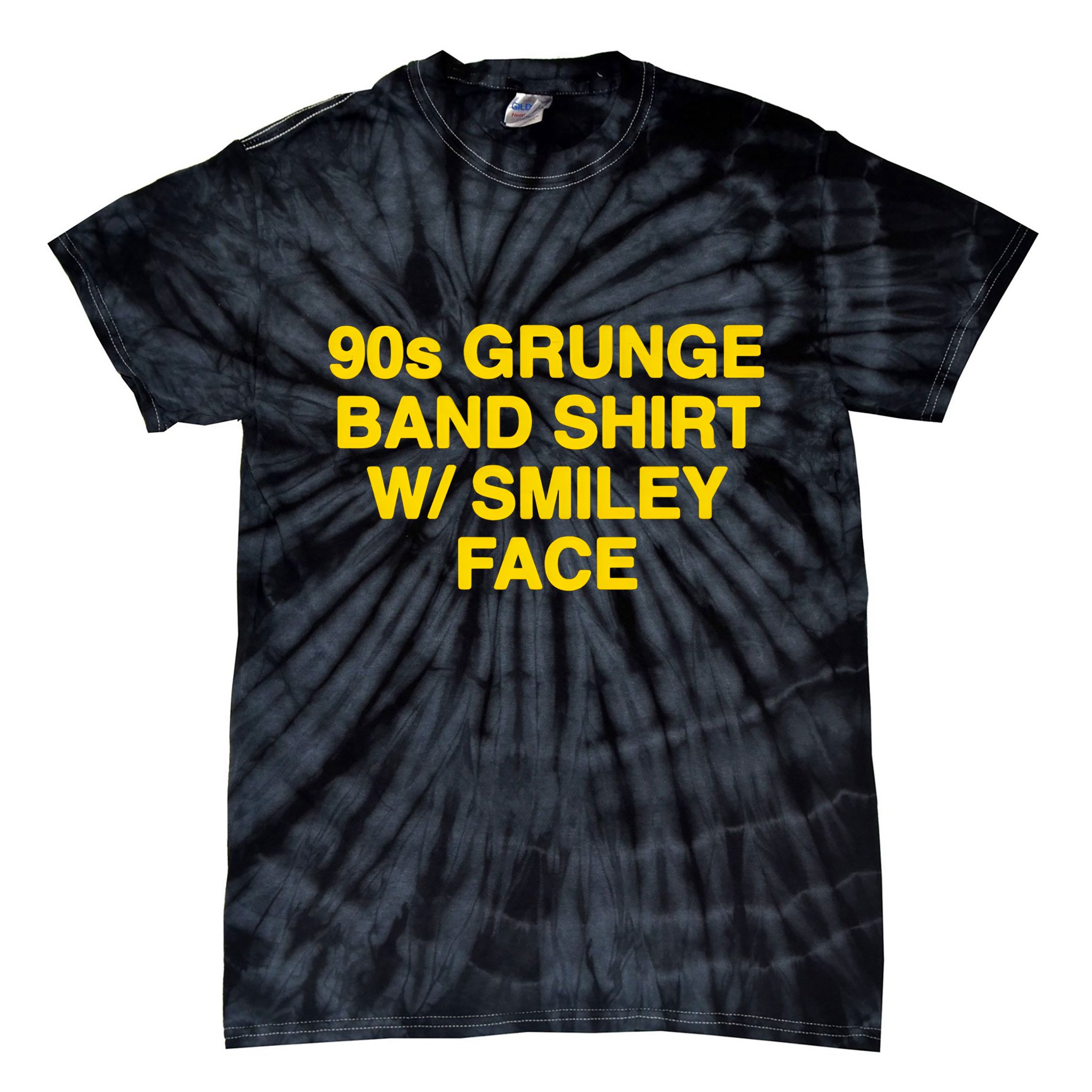 90s Grunge Band W Smiley Face Tie-Dye T-Shirt