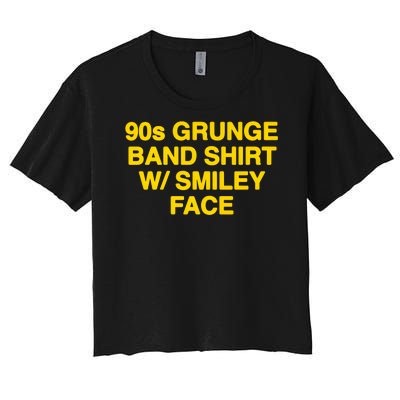 90s Grunge Band W Smiley Face Women's Crop Top Tee