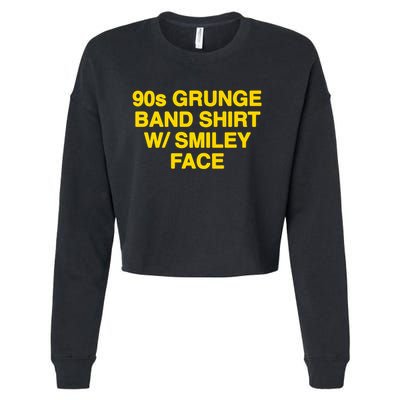 90s Grunge Band W Smiley Face Cropped Pullover Crew
