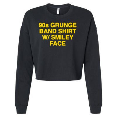 90s Grunge Band W Smiley Face Cropped Pullover Crew