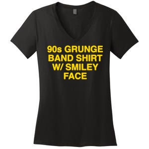 90s Grunge Band W Smiley Face Women's V-Neck T-Shirt