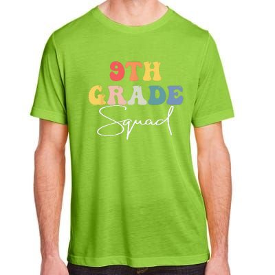 9th Grade Squad Retro Groovy Vintage First Day Of School Adult ChromaSoft Performance T-Shirt